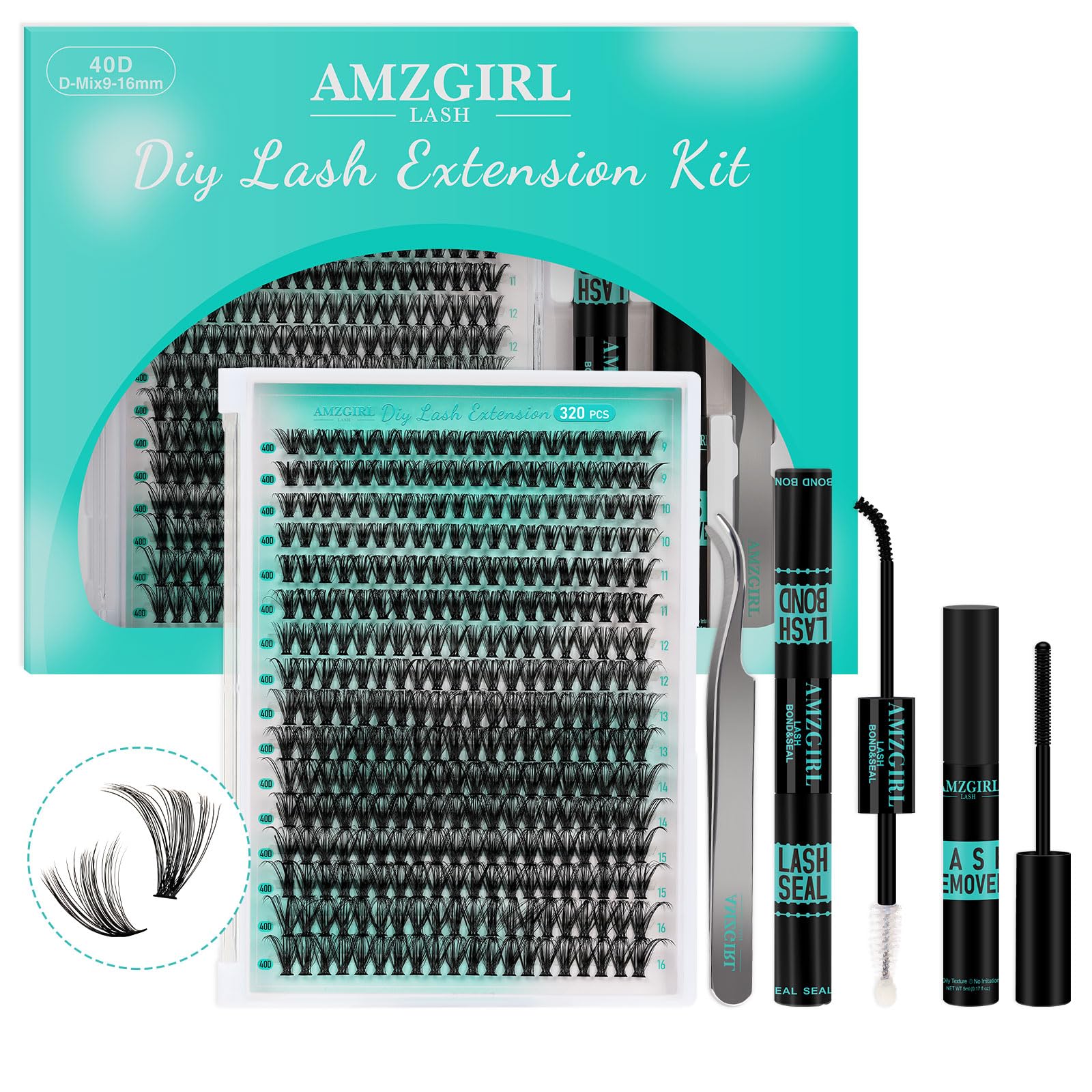AMZGIRL LASH lash-extension kit overview for DIY clusters and ease of use