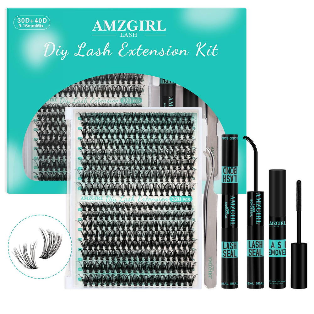AMZGIRL LASH Lash Clusters Kit 320Pcs with mixed lengths for customizable at-home looks