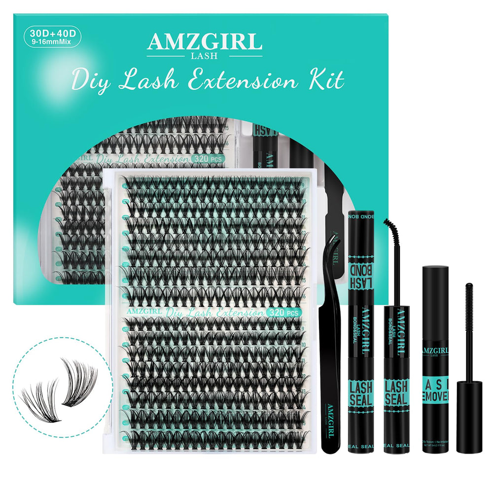 AMZGIRL LASH Lash Clusters Kit 320Pcs with mixed lengths for customizable at-home looks