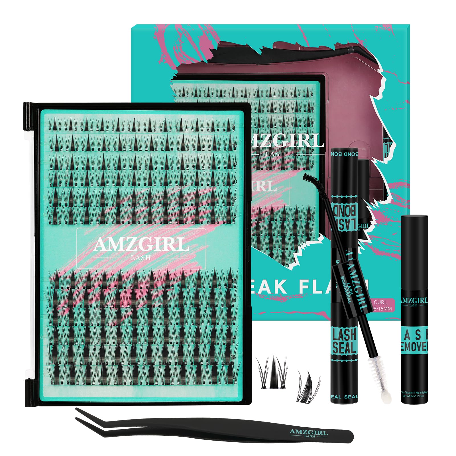AMZGIRL LASH Manga Lash Clusters Kit box with 144pcs ready for diverse looks