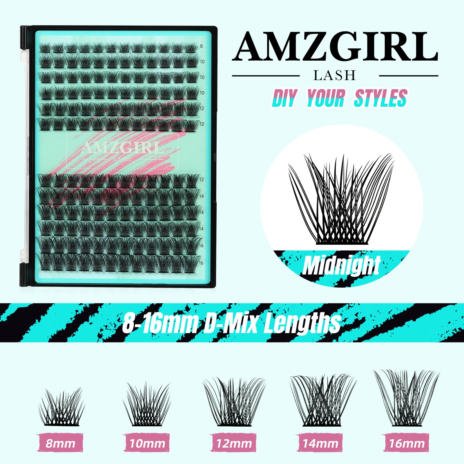 AMZGIRL LASH Midnight bond-seal application demonstrates strong, waterproof lash hold