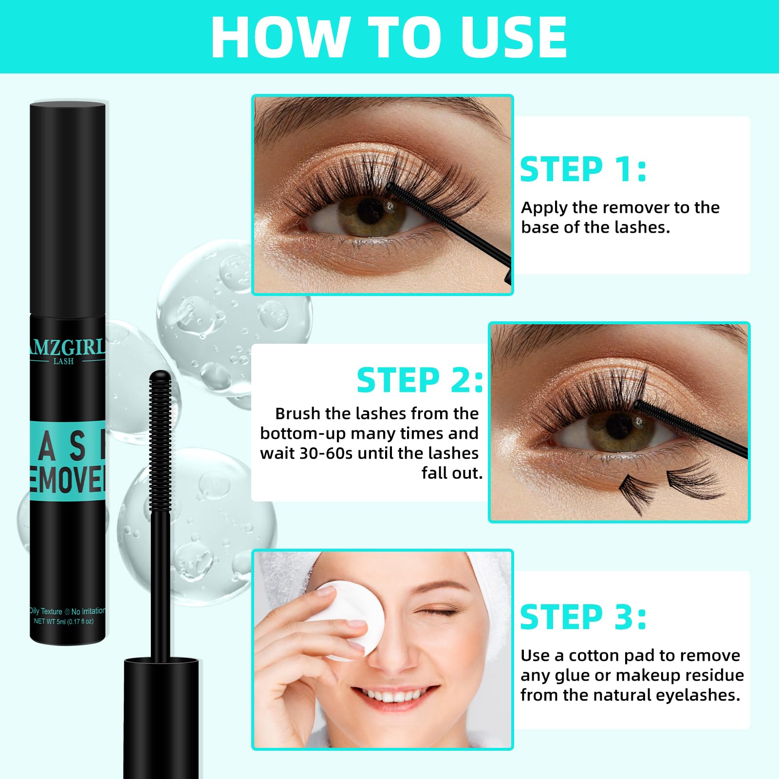 AMZGIRL LASH remover quick-action clean for cluster lashes