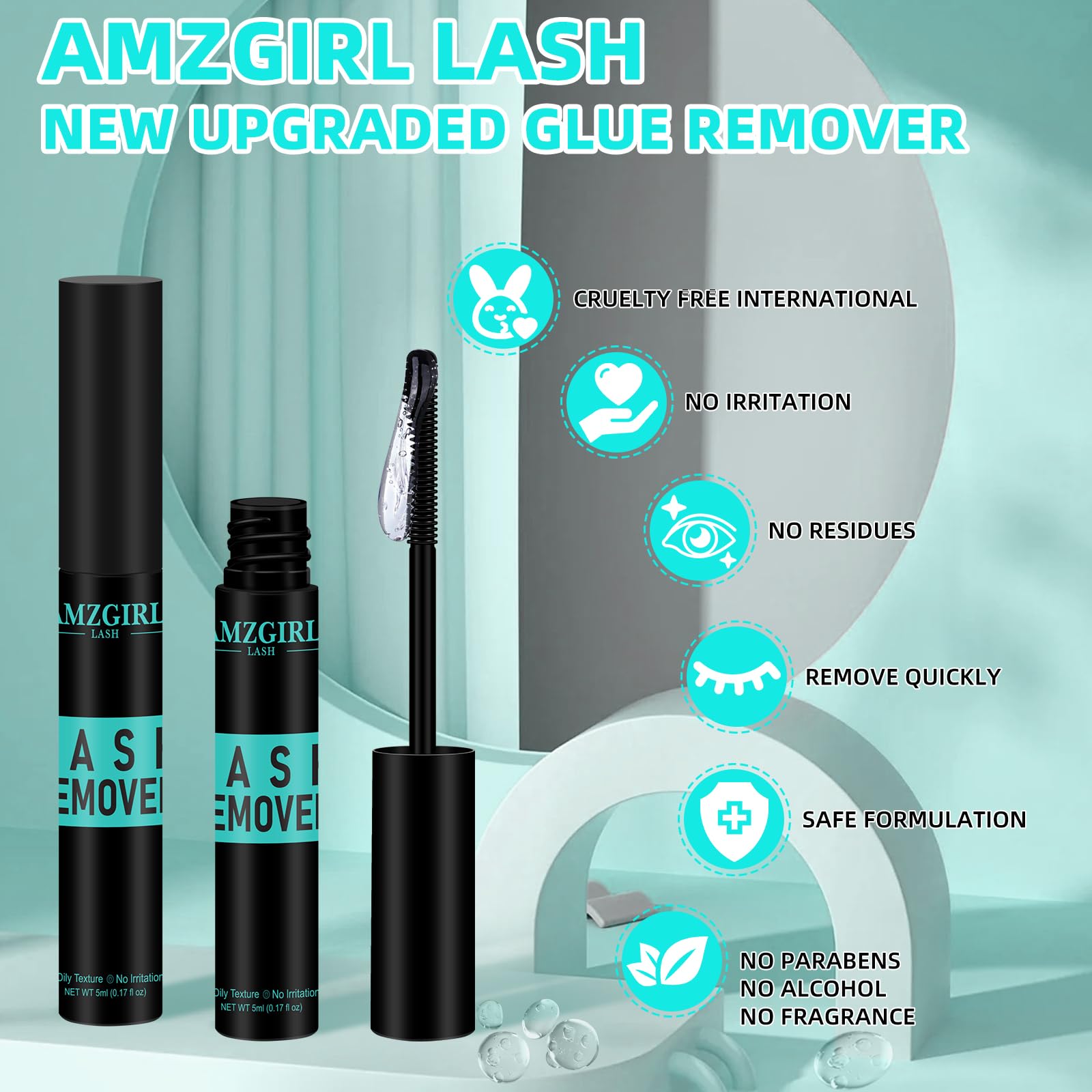 AMZGIRL LASH remover packaging shows product details and safety info