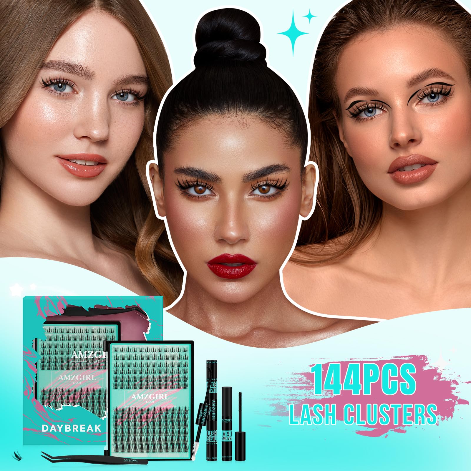 AMZGIRL LASH usage guide showing step-by-step application