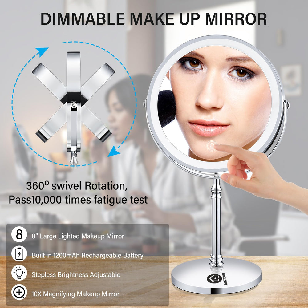 AMZTOLIFE 10X magnification side view for detailed grooming and lash work.