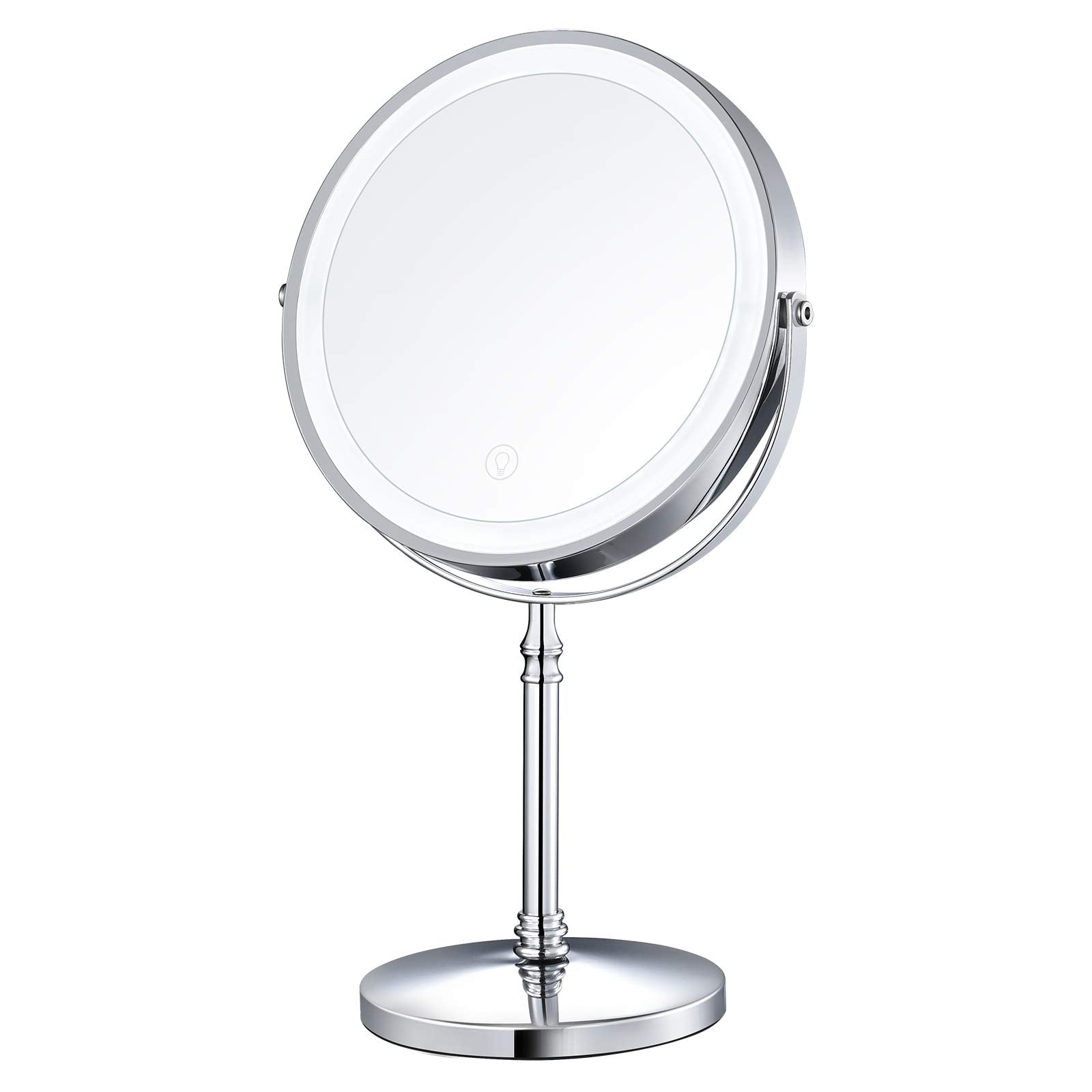 AMZTOLIFE 8-Inch lighted mirror front view for precise makeup application.