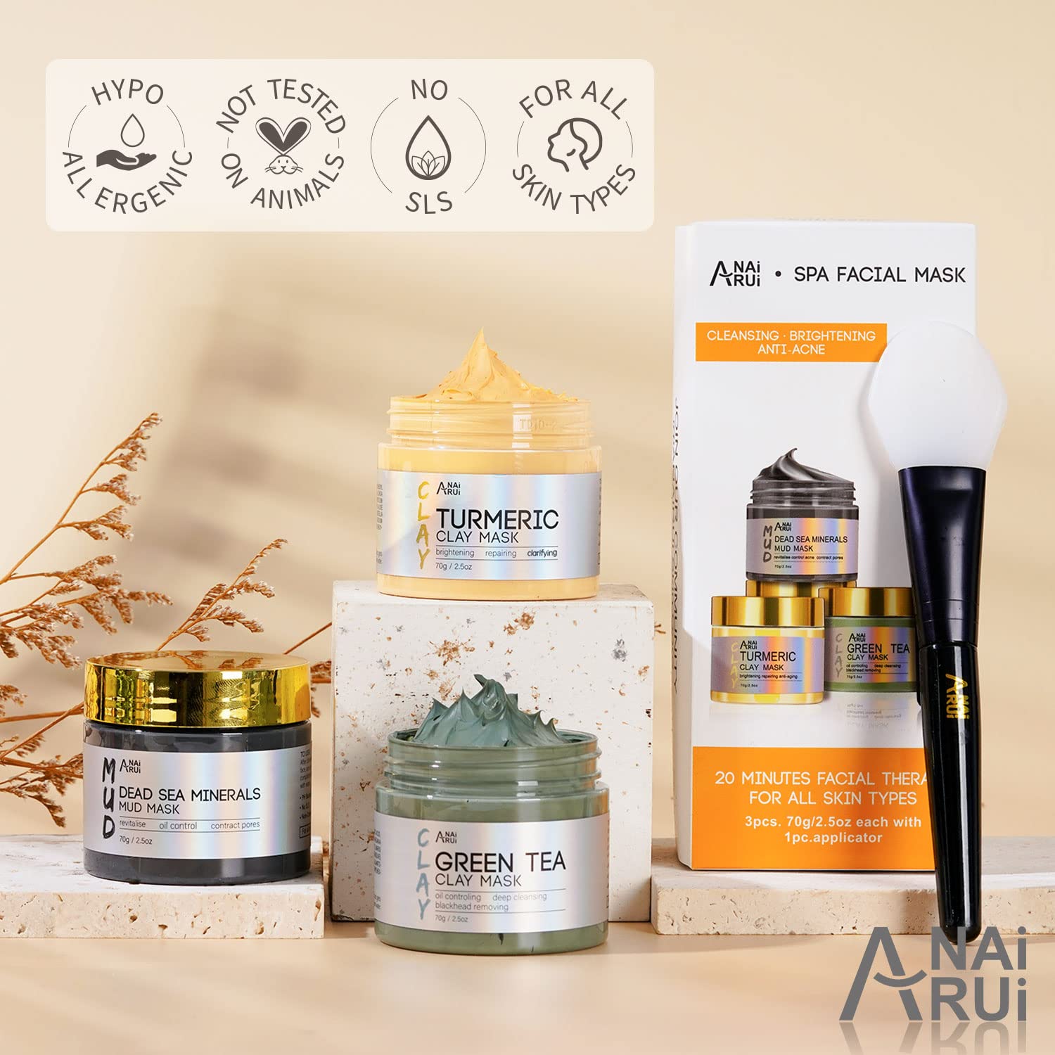 ANAI RUI at-home spa moment featuring all three masks together.