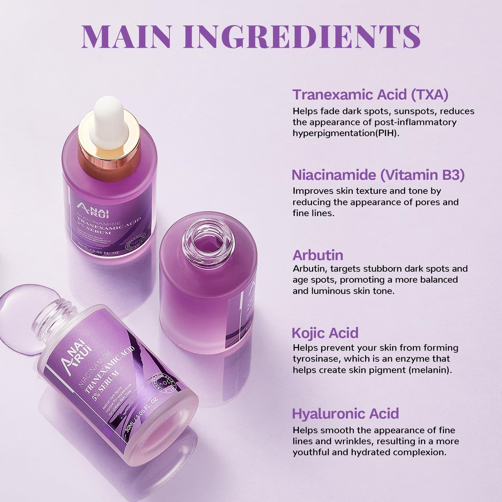 ANAI RUI Niacinamide–Hyaluronic Acid formula supports moisture and skin texture.