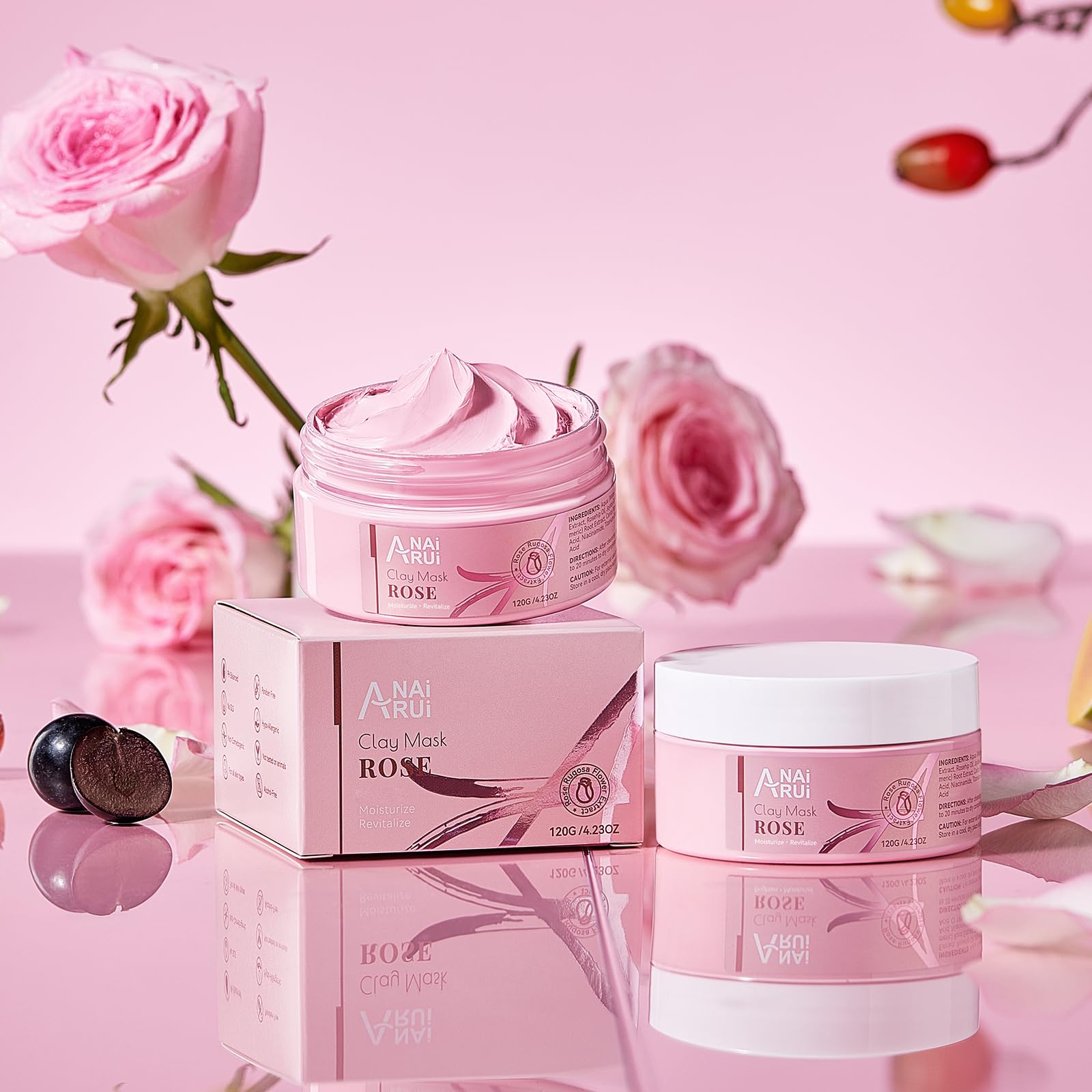 ANAI RUI Rose Facial Mask jar shows easy at-home spa application
