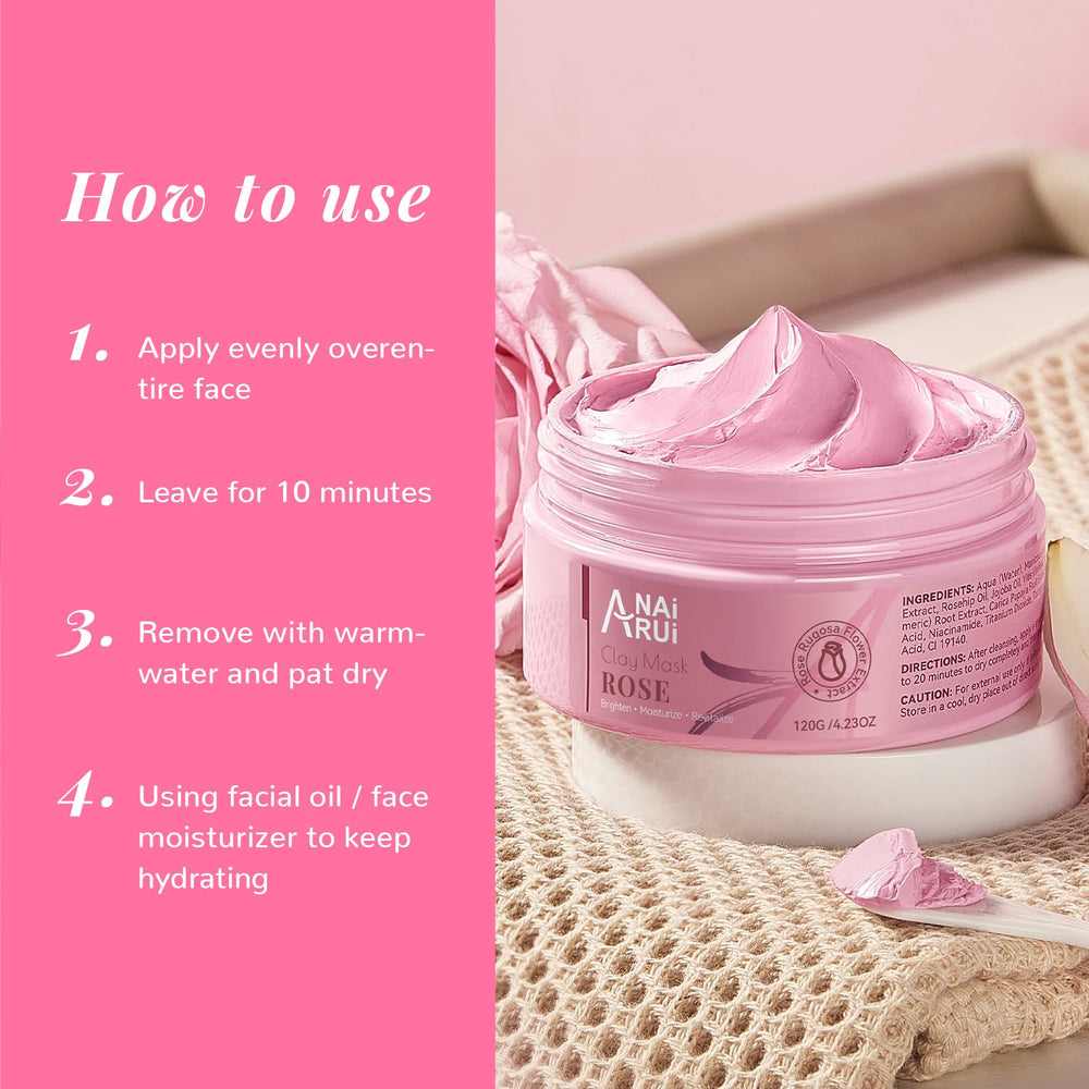 ANAI RUI Rose Mask on moisturized skin demonstrates hydration and plumpness
