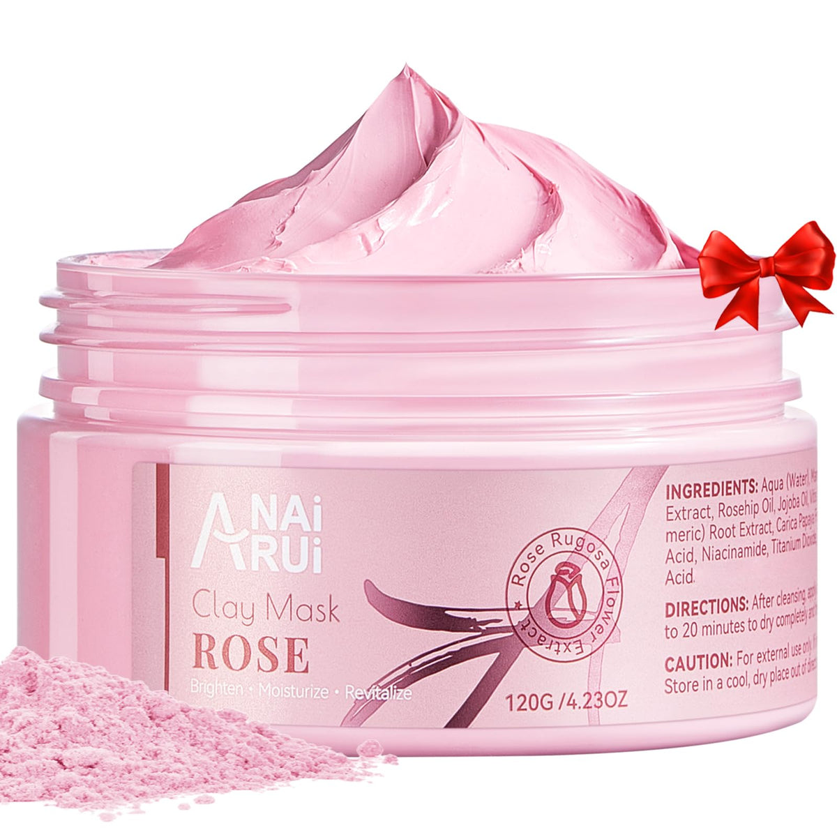 ANAI RUI Rose Facial Mask packaging shows pink clay detox for radiant skin