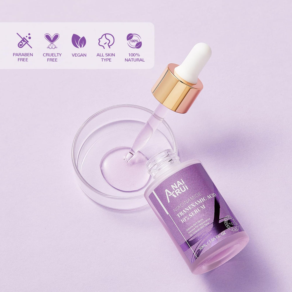 ANAI RUI Serum application scene shows a drop on fingertip ready for facial use
