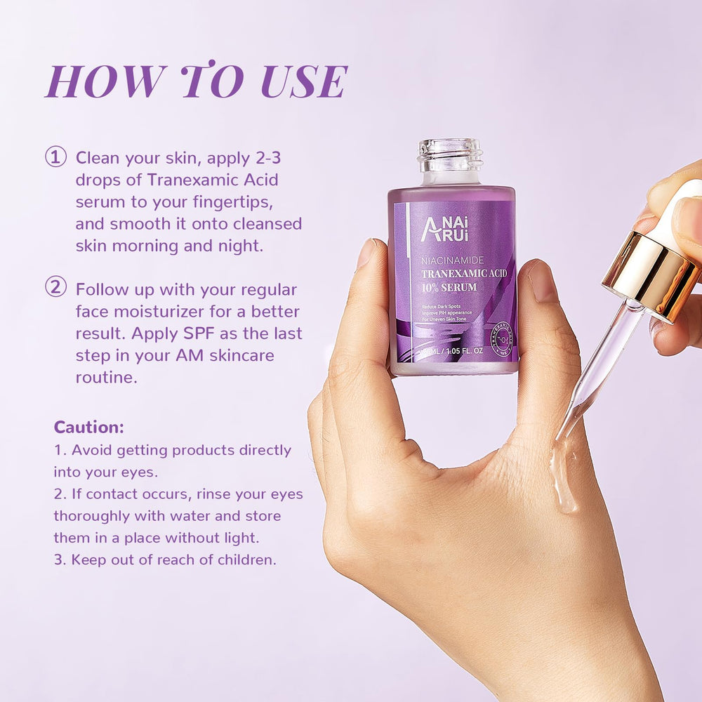 ANAI RUI Serum bottle on morning vanity promotes a daily-use routine for clearer complexion