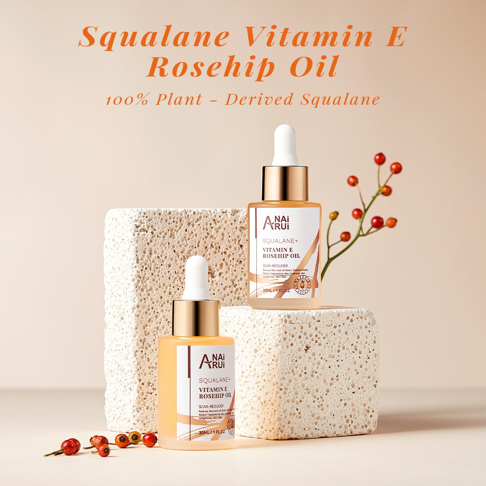 ANAI RUI Squalane moisturizer absorbing quickly on dry skin.