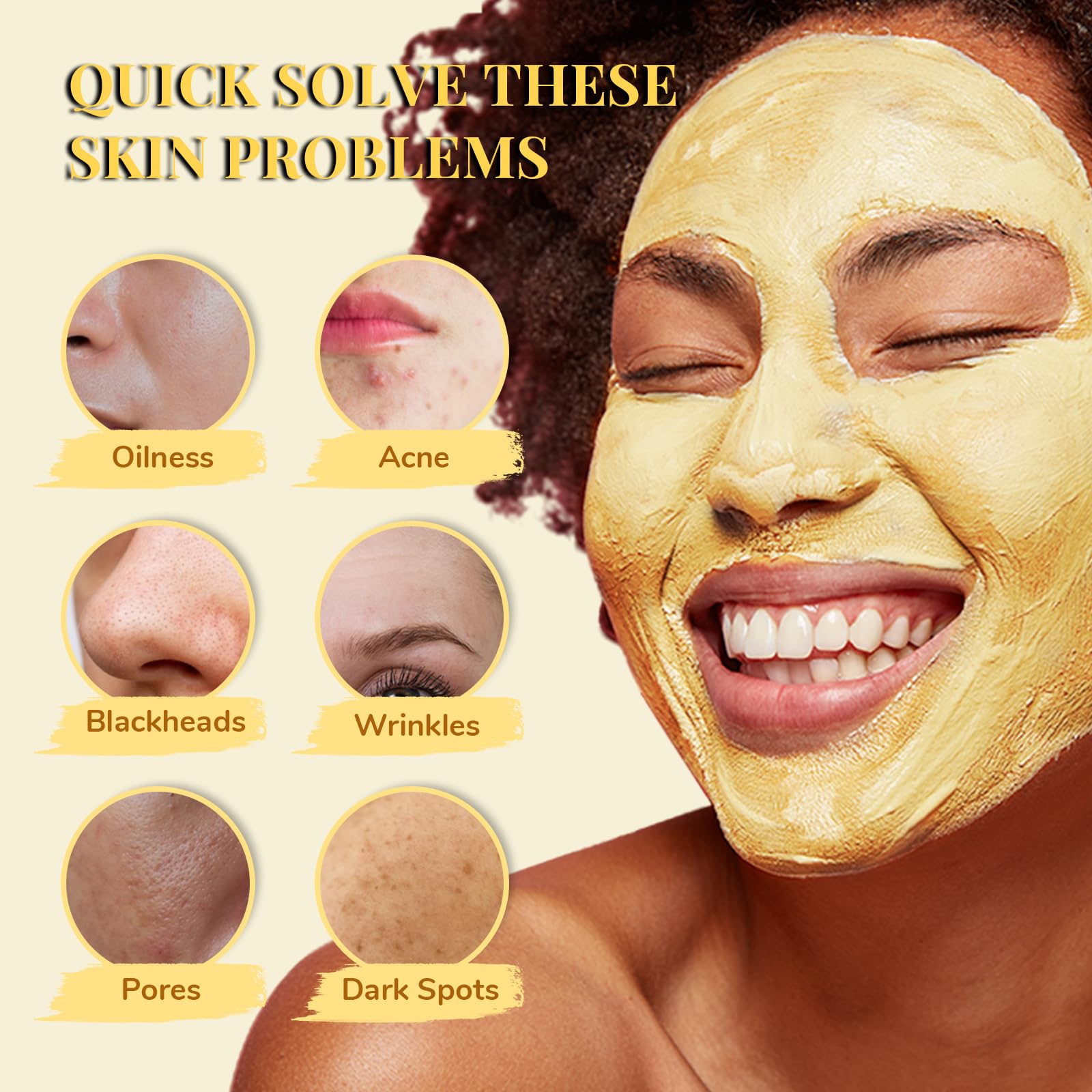ANAI RUI turmeric clay mask application demonstrating pore purification benefits.
