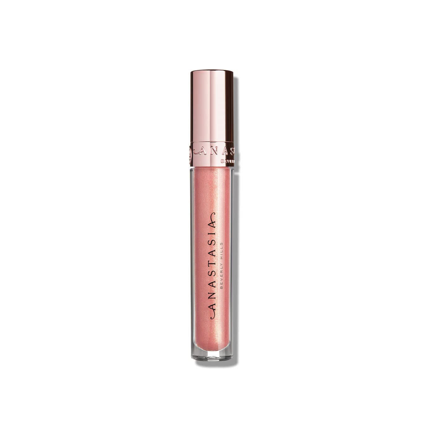 Anastasia Beverly Hills Lip Gloss Peachy applicator showing precise lip color application.