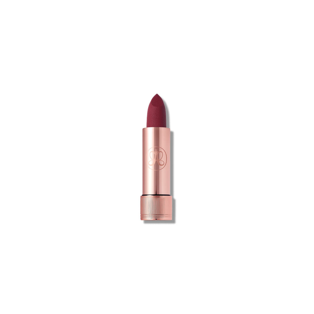 Anastasia Beverly Hills Matte Lipstick Blackberry close-up showing rich color payoff for all-day wear