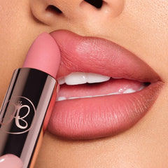 Anastasia Beverly Hills Matte Lipstick Blush Brown close-up reveals velvety matte finish.