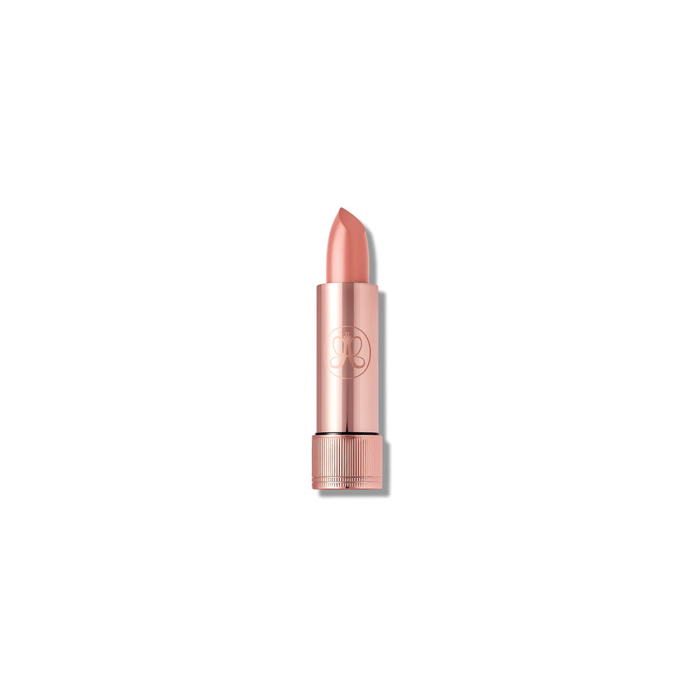 Anastasia Beverly Hills Satin Lipstick Tease closeup shows rich color and lasting wear