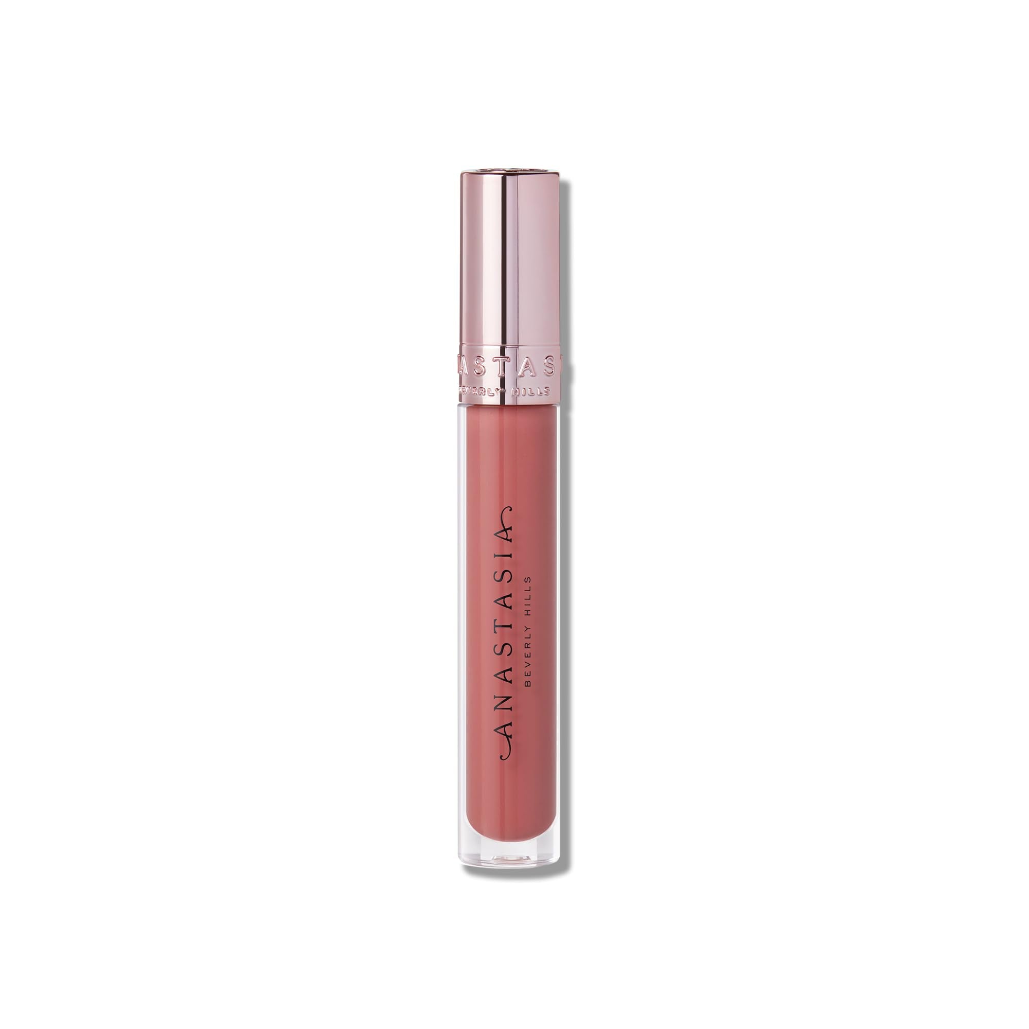 Anastasia Beverly Hills Lip Gloss Tan Rose applicator demonstrates precise center lip application