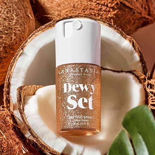 Anastasia Beverly Hills Mini Dewy Set spray mist application for a fresh glow.