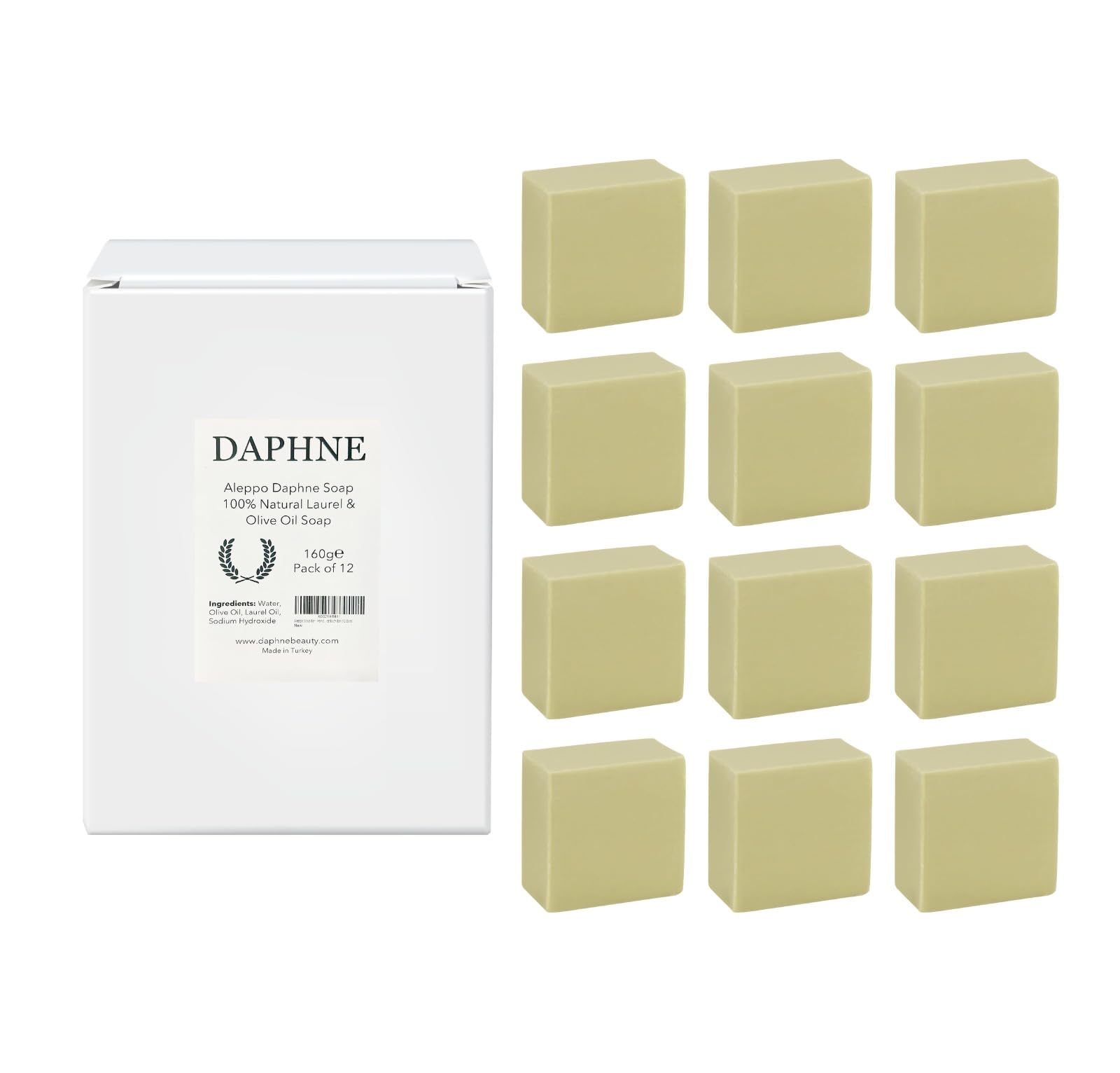 AnatoliaDaphne Aleppo Soap handmade bar closeup shows natural texture for gentle cleansing.