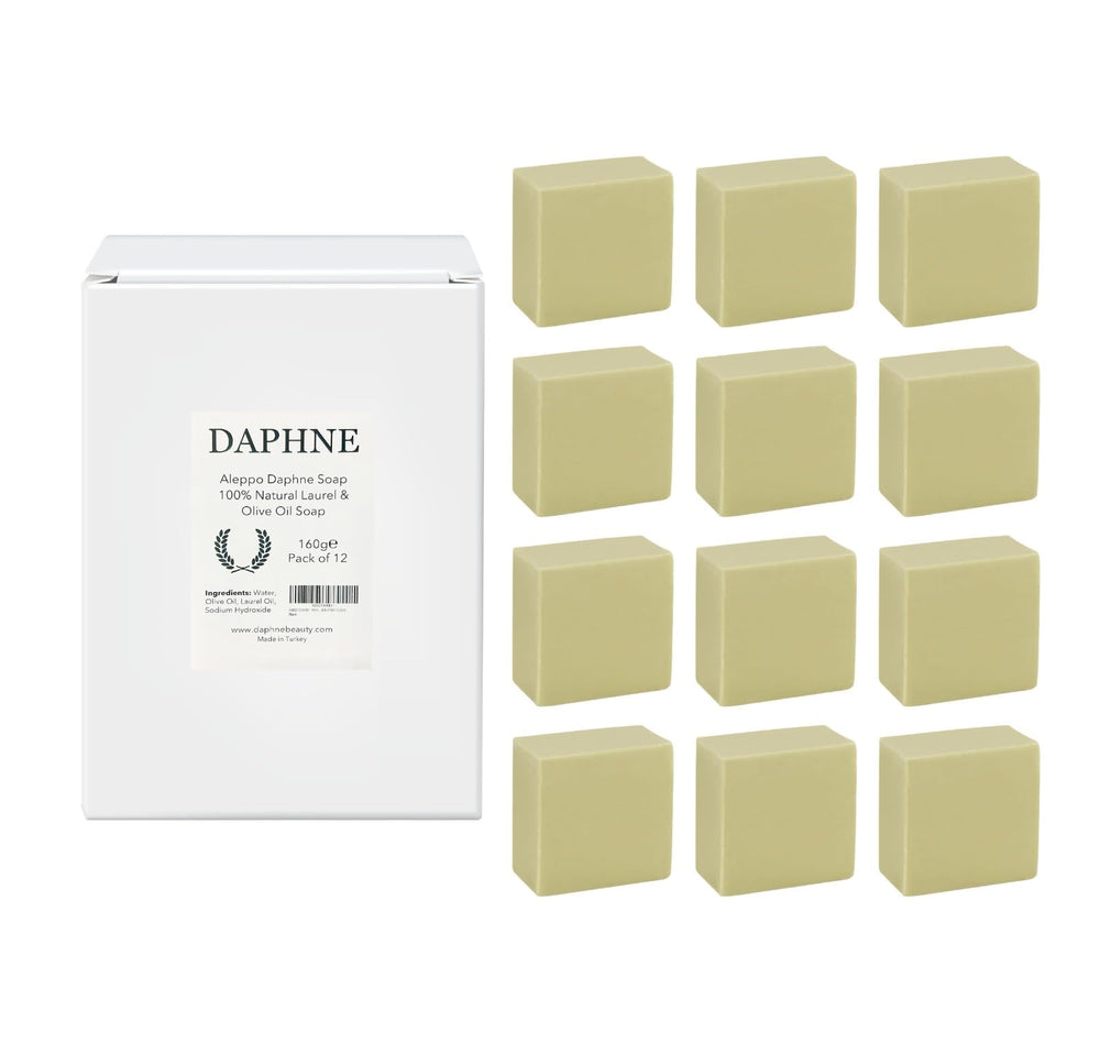 AnatoliaDaphne Aleppo Soap handmade bar closeup shows natural texture for gentle cleansing.