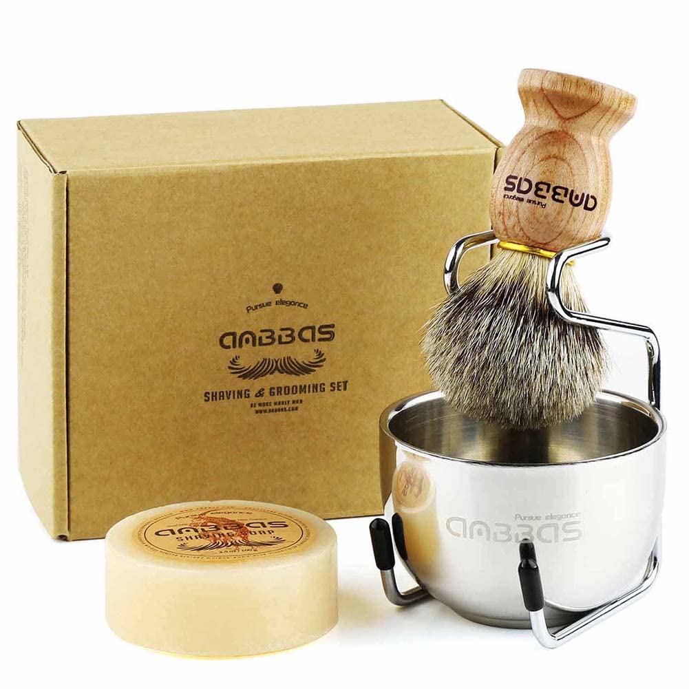 Anbbas badger hair shaving brush with wood handle for rich lather