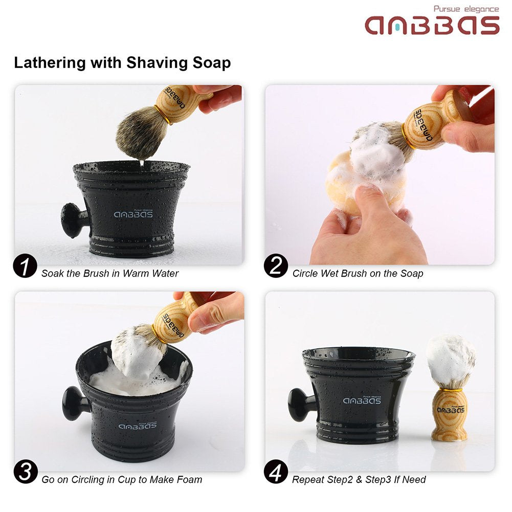 Anbbas shaving brush closeup highlights premium badger hair