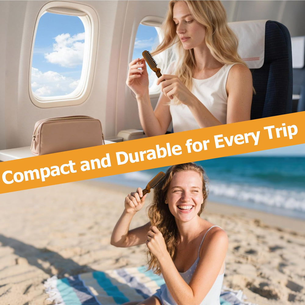 Ancable brush suitable for wet or dry hair in travel scenario