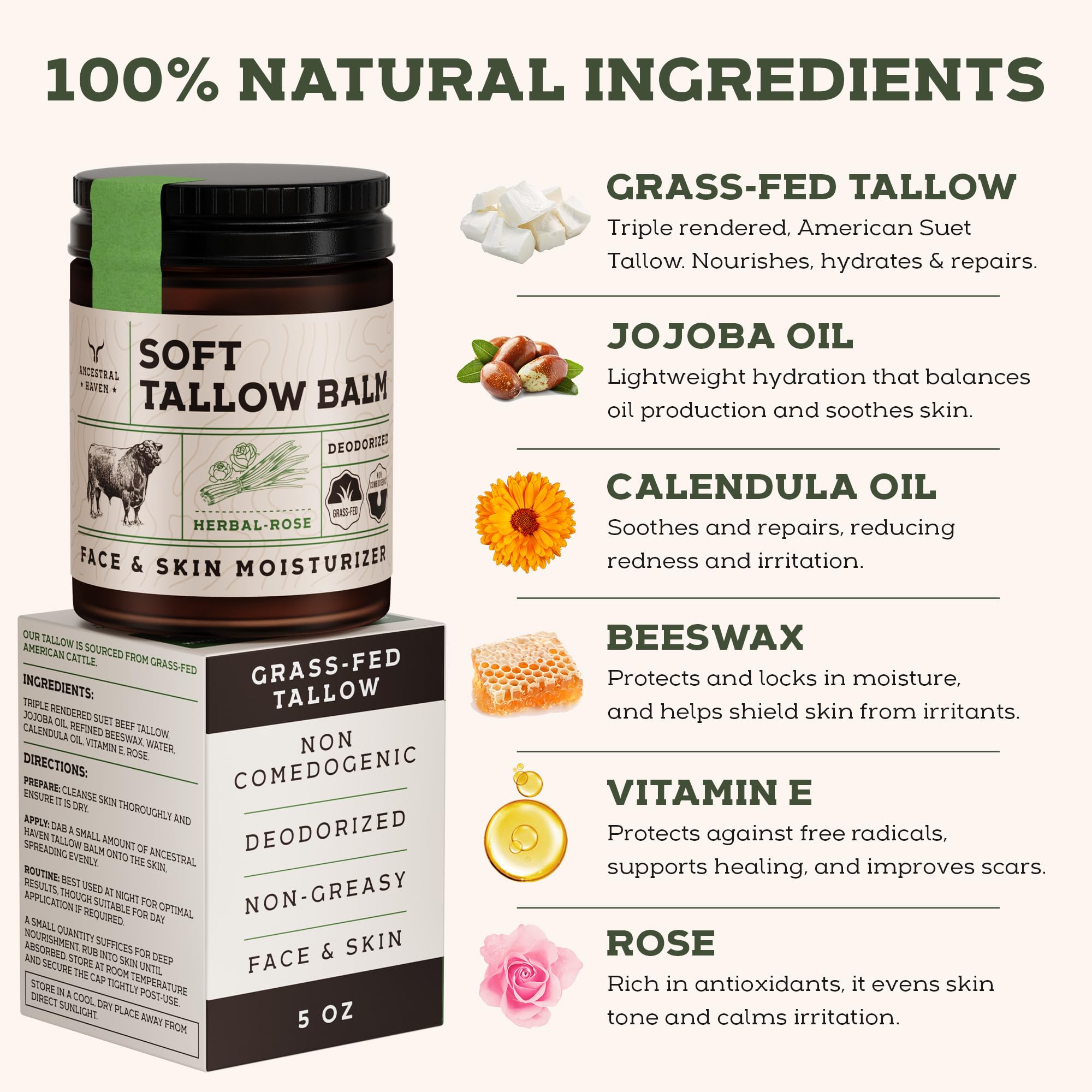 Ancestral Haven steam-distilled balm bottle emphasizing clean scent