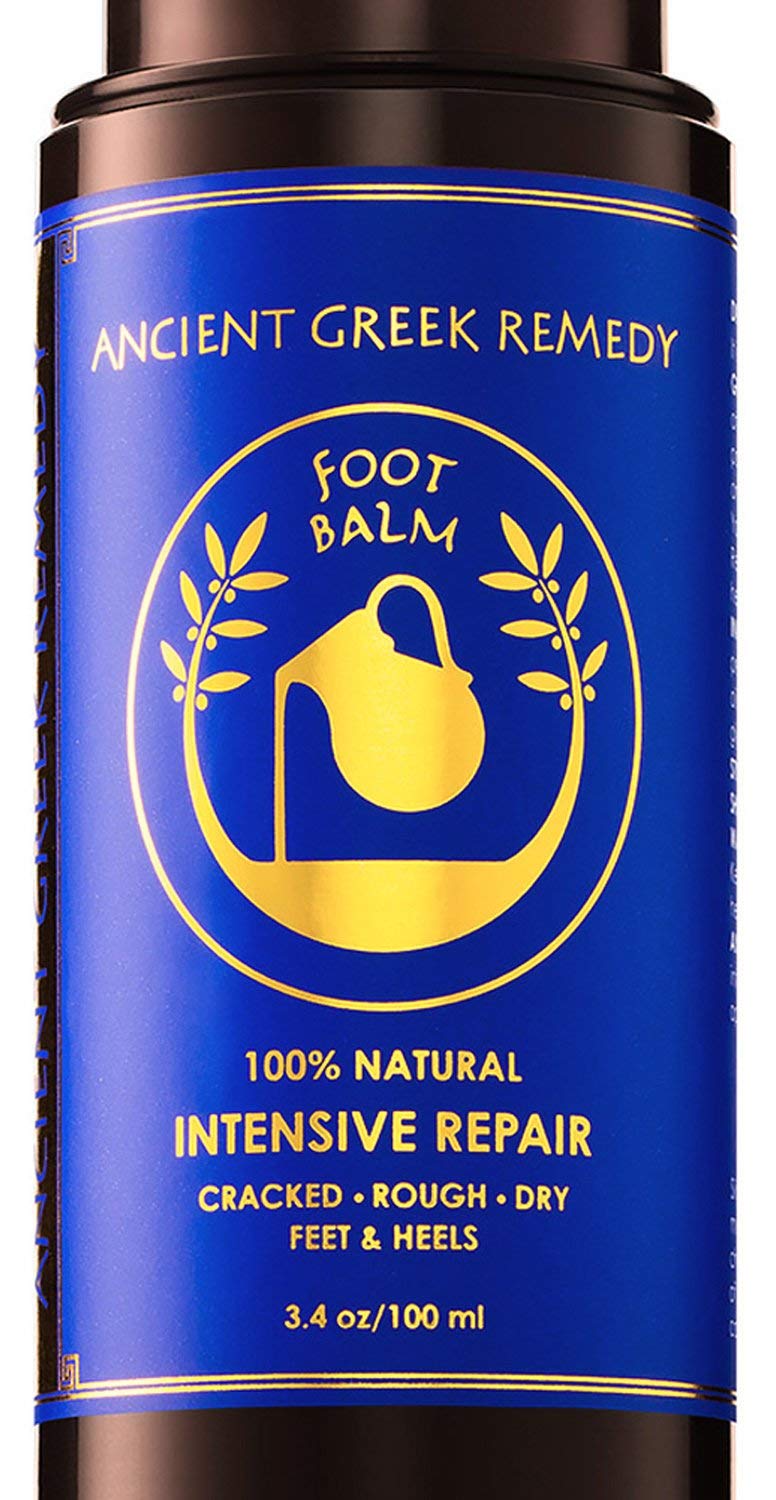 Ancient Greek Remedy foot balm jar closeup for dry heels moisture