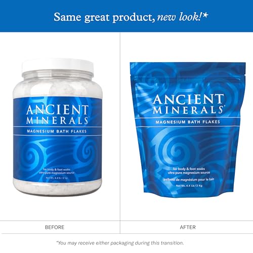 Ancient Minerals magnesium bath flakes dissolving in water for easy soaking.