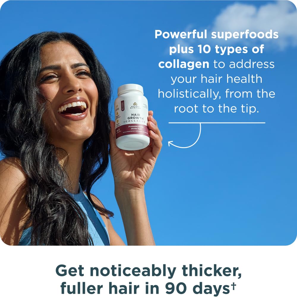 Ancient Nutrition Hair Growth packaging shot clean and convenient