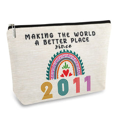 ancpeany 14th birthday makeup pouch front view for quick cosmetic organization on the go.