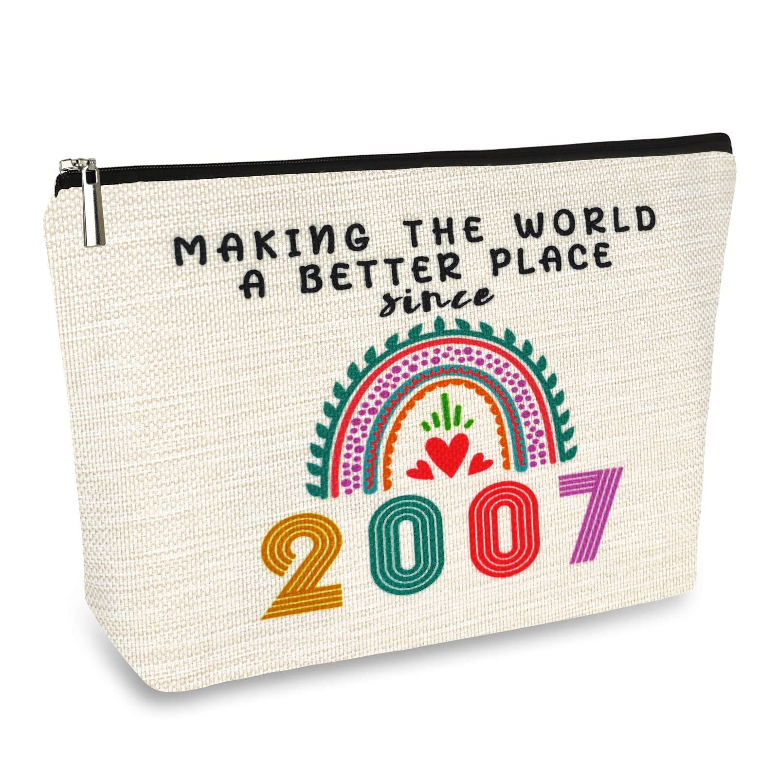 Ancpeany makeup bag front view with teen friendly design and compact travel-ready size.