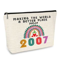Ancpeany makeup bag front view with teen friendly design and compact travel-ready size.