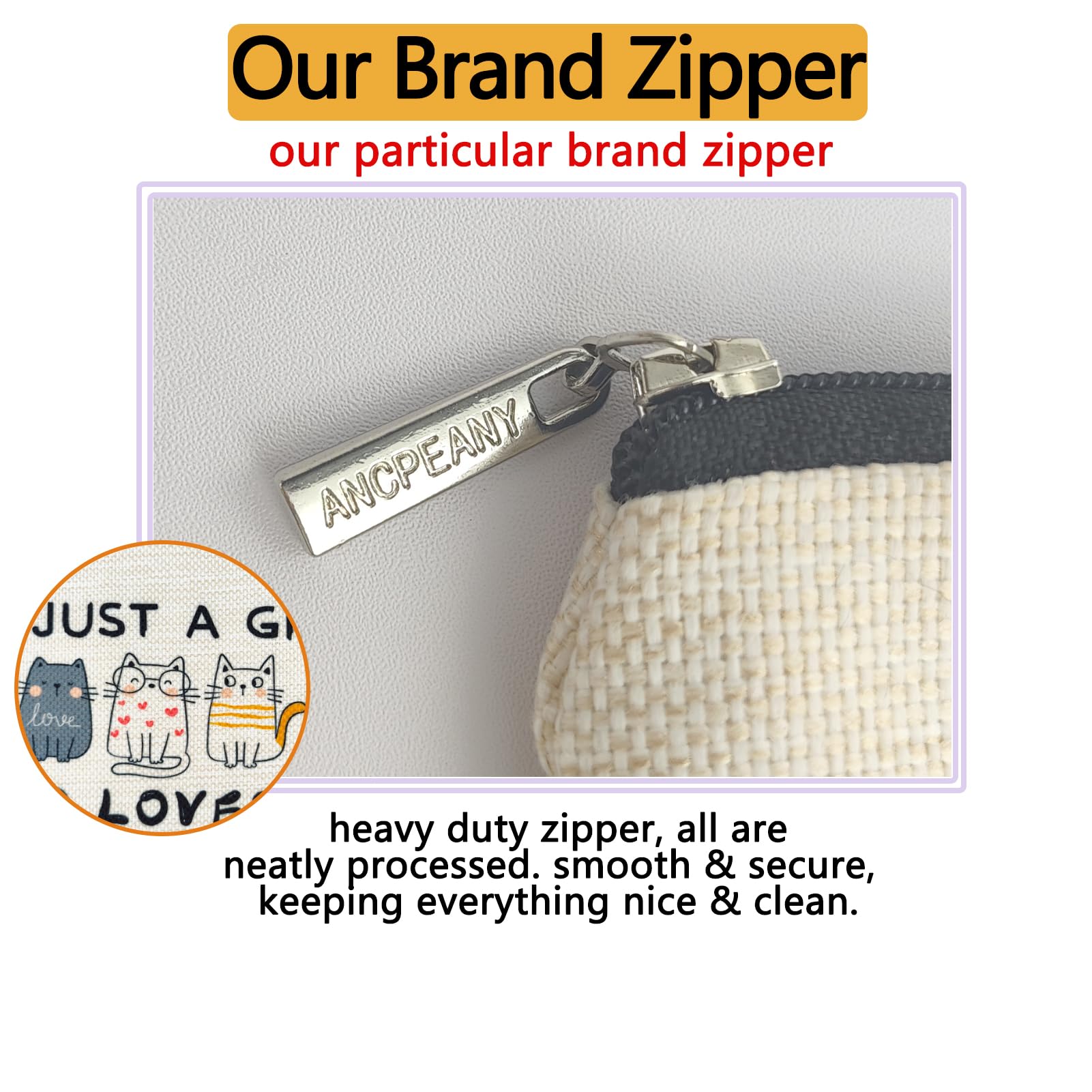 Ancpeany cat gifts makeup bag side pocket is great for small items.