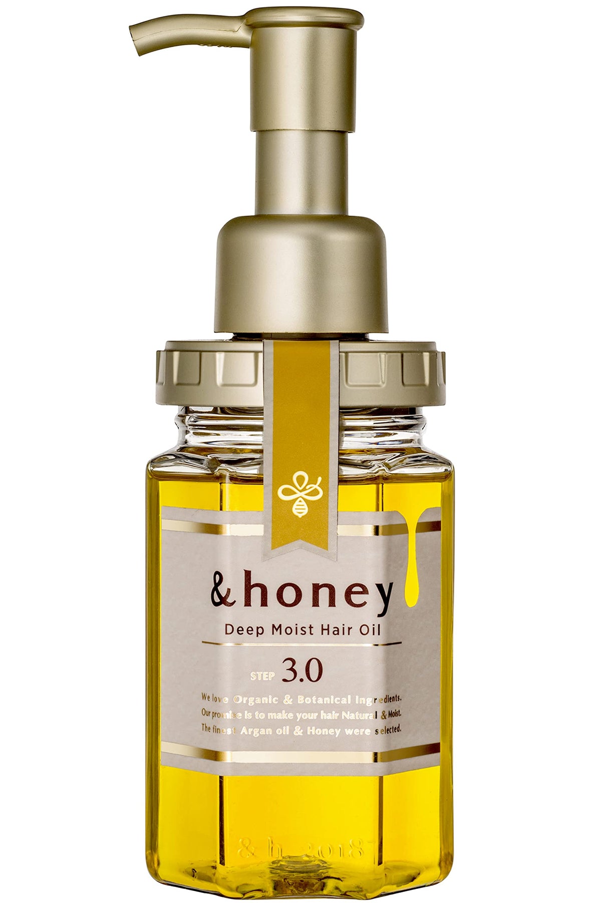 & Honey Deep Moist Hair Oil bottle front shows premium hydration for dry hair