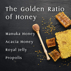 &-honey Deep Moist honey blend graphic illustrating three-honey formula for moisture and shine