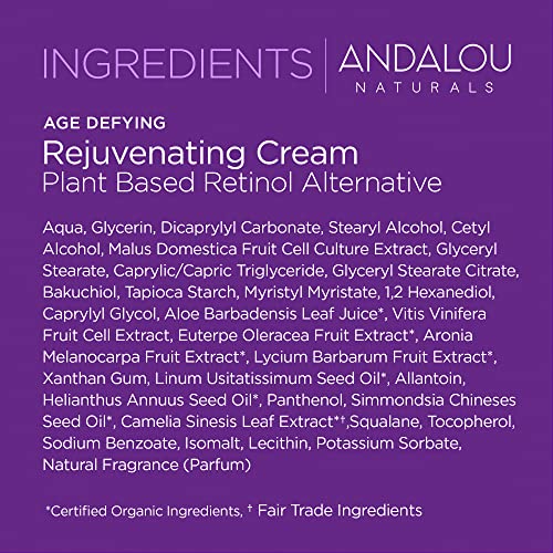 Andalou Naturals 1.7oz cream bottle displayed on vanity.
