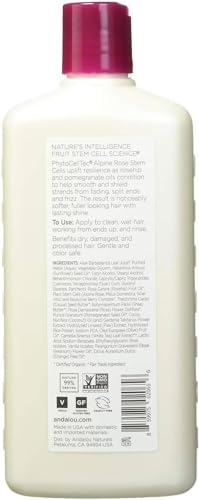 Andalou Naturals 1000 Roses Conditioner label closeup shows vegan and gluten-free formula