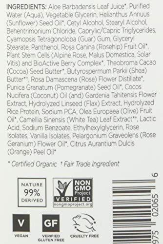 Andalou Naturals 1000 Roses Conditioner vegan and gluten-free badge on packaging