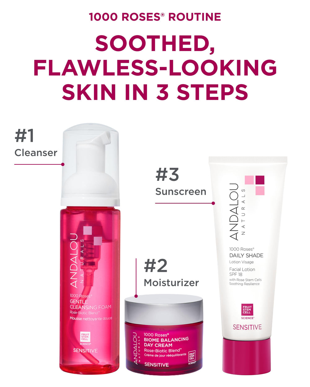 Andalou Naturals 1000 Roses SPF18 cream-texture close-up shows lightweight non-greasy feel
