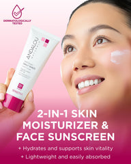 Andalou Naturals 1000 Roses Daily Shade SPF18 swatch highlights creamy texture and quick absorption