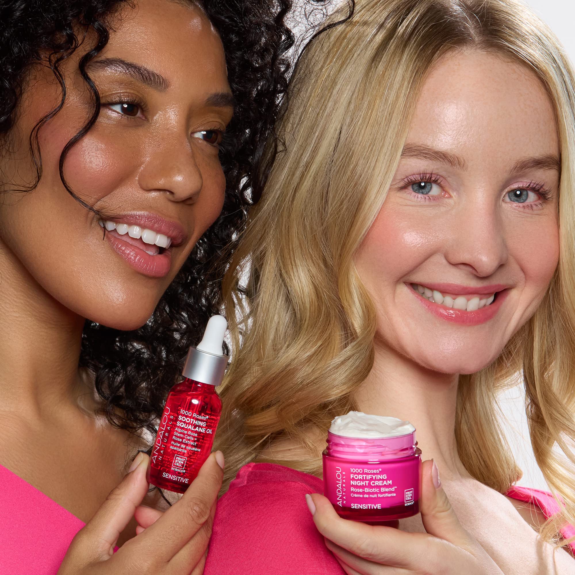 Andalou Naturals nightly routine setup with product and soft lighting.