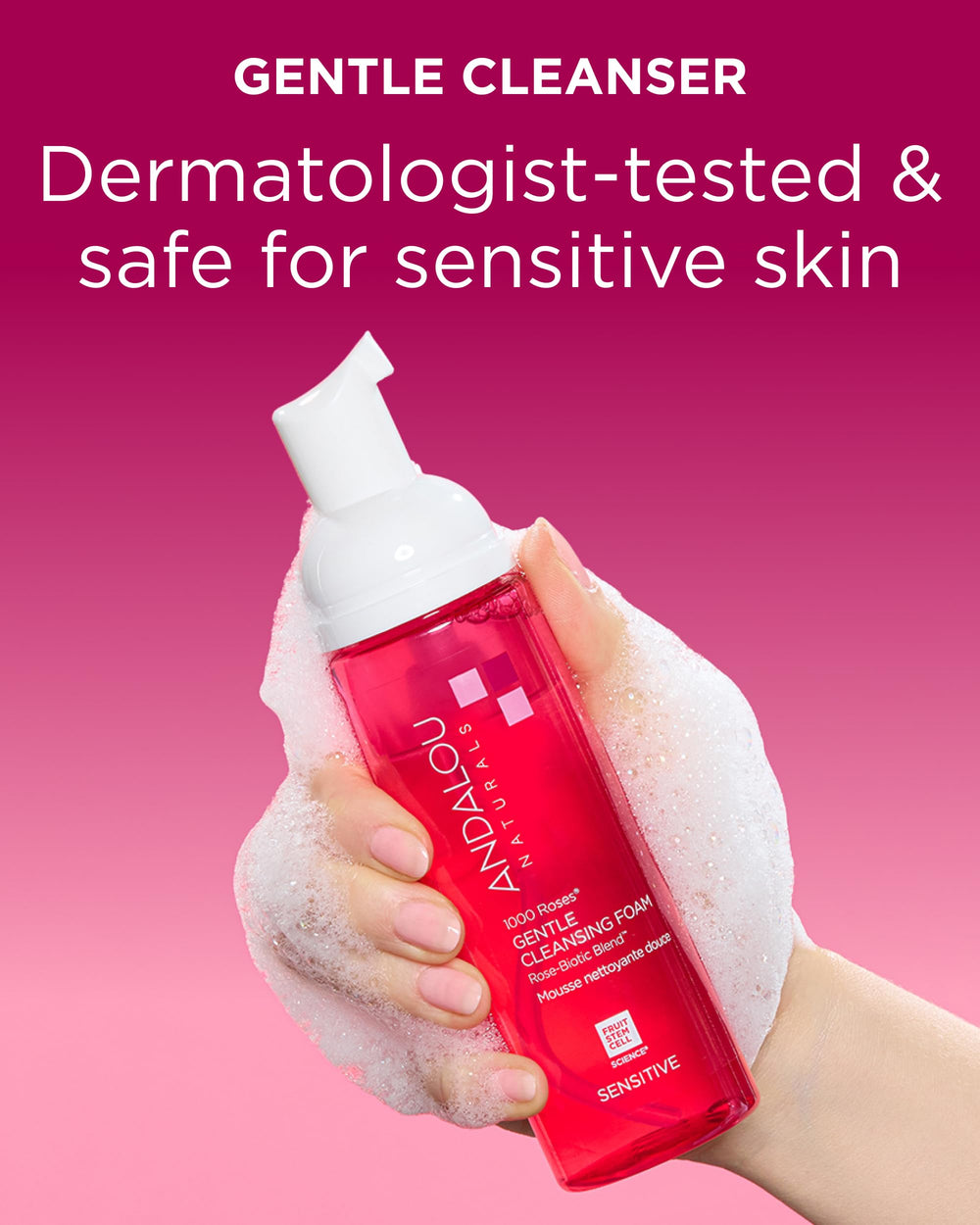 Andalou Naturals 1000 Roses Postbiotics help maintain a healthy skin microbiome.