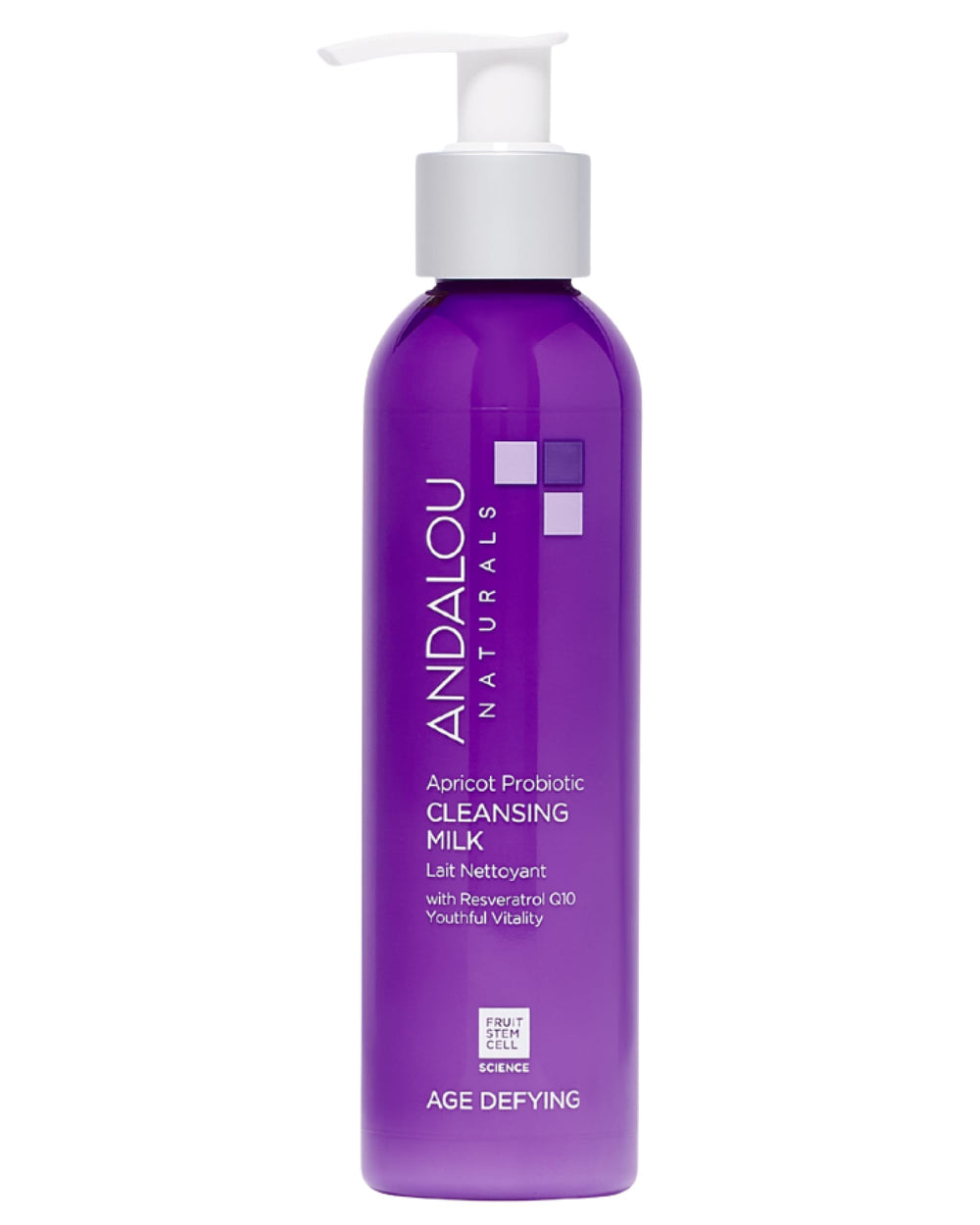 Andalou Naturals Age Defying Apricot Cleansing Milk bottle for gentle makeup removal and hydrating cleanse