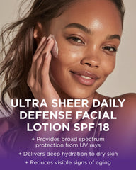 Andalou Naturals Ultra Sheer SPF18 label closeup highlights resveratrol CoQ10 antioxidants.
