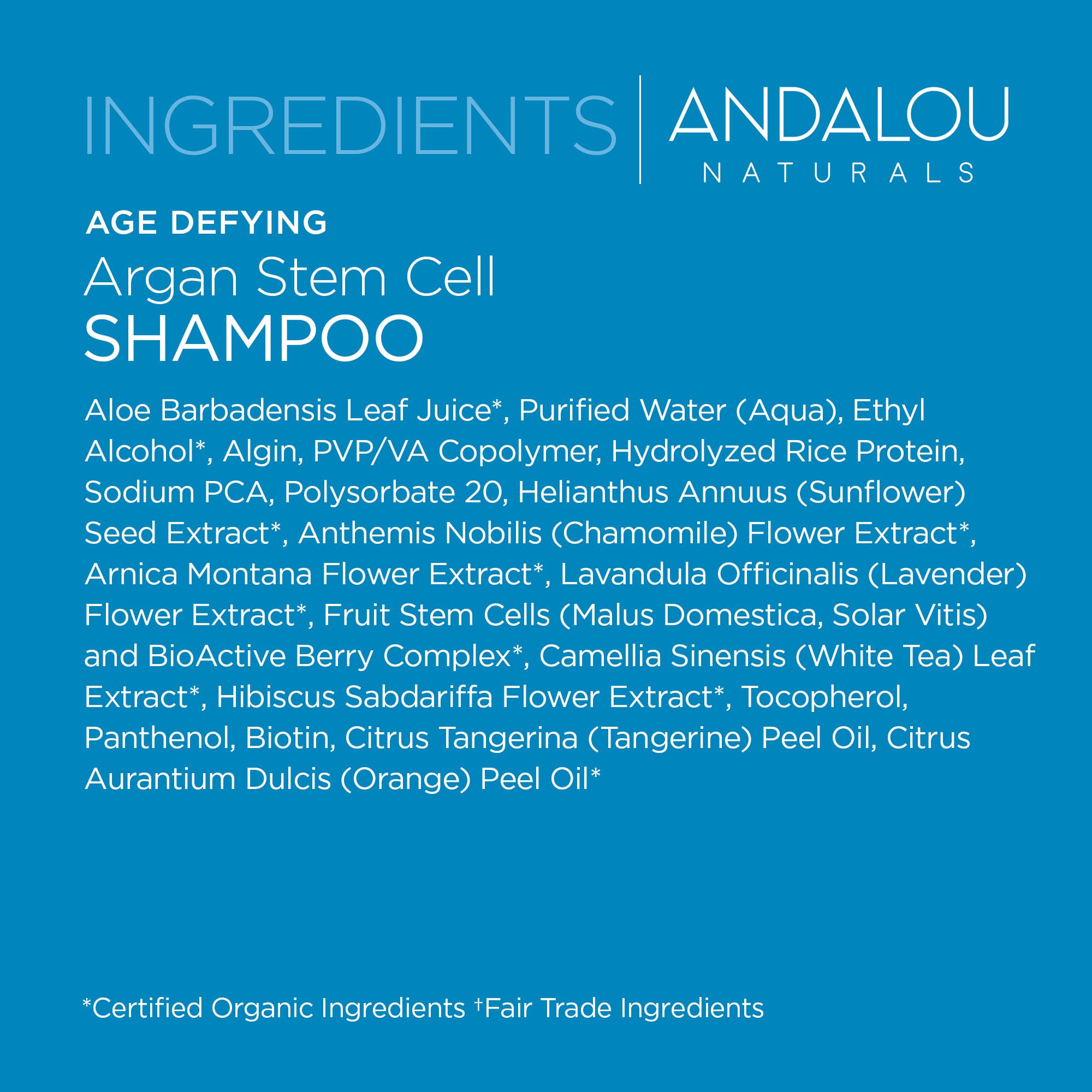 Andalou Naturals Argan Stem Cell Shampoo sulfate-free claim close-up.